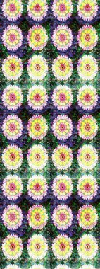 Raster illüstrasyonu. Renkli Bahar Teması eskiz kalıbı. Asya tekstil tarzında. Düz Çiçek Elementleri Tasarımı. Güzel kumaş deseni. Çiçek desenini çiz.