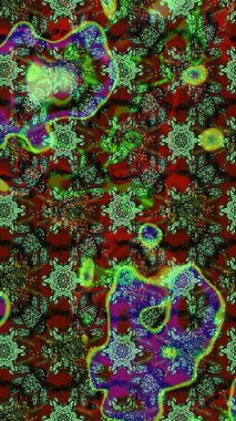 Düz Çiçek Elementleri Tasarımı. Çiçekli çiçek deseni, suluboya. Kahverengi ve yeşil renkli çiçekler. Raster illüstrasyonu. Renkli Bahar Teması çizim şablonu.