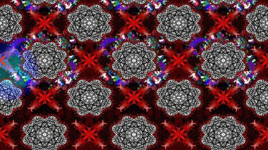 Raster Illustrasyon 'daki Çiçek Deseni' nin son moda çizimi. Kırmızı ve siyah renkte çiçekler. Renkli Yaz Temalı eskiz kalıbı. Düz Çiçek Elementleri Tasarımı.