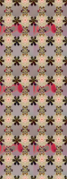 Raster düz çiçek çizim deseni. Hediye ambalaj kağıdı, tebrik kartları, posterler ve pankart tasarımı. Çiçekler bej ve nötr renklerde.