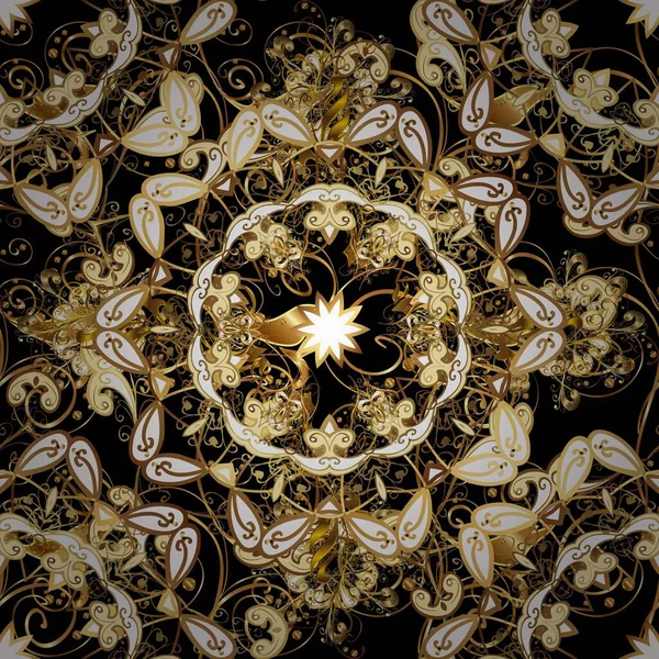 Kusursuz altın desen. Raster oryantal süs. Altın desenli hoş renkler ve altın elementler.