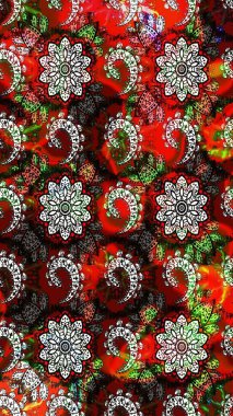 Siyah ve kırmızı renkte çiçekler. Raster illüstrasyonunda çiçek deseni çizimi.