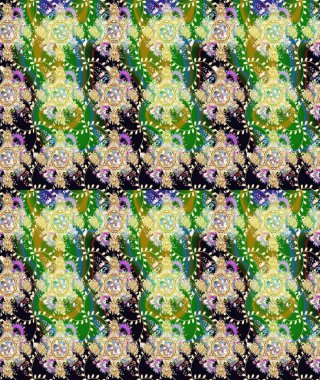 Soyut etnik raster çizim kalıbı. Vadinin yeşil renkli çiçekleri. Çiçekler..