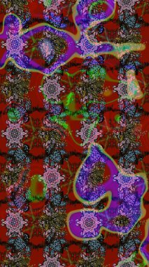 Renkli Bahar Teması eskiz kalıbı. Raster illüstrasyonu. Düz Çiçek Elementleri Tasarımı. Chichi 'nin kumaş kalıbını çiz. Çiçek deseni.