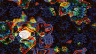 Küçük çiçekte güzel bir desen. Robot resim. Çiçekli bahar çiçekleri. Küçük renkli çiçekler. Moda baskıları için zarif bir şablon. Motley illüstrasyonu.