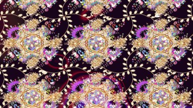 Renkli Bahar Teması eskiz kalıbı. Siyah renkli çiçekler. Raster illüstrasyonundaki çiçek desenli çizim. Düz Çiçek Elementleri Tasarımı.