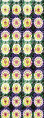 Raster illüstrasyonu. Güzel kumaş deseni. Çiçek desenli çizim. Düz Çiçek Elementleri Tasarımı. Renkli Bahar Teması eskiz kalıbı. Asya tekstil tarzında.