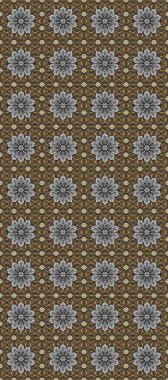 Damask klasik beyaz ve altın desenli. Tekrarlayan elementlerle soyut arkaplan oluşturun. Kahverengi, gri ve bej renklerde altın desenli altın elementler.