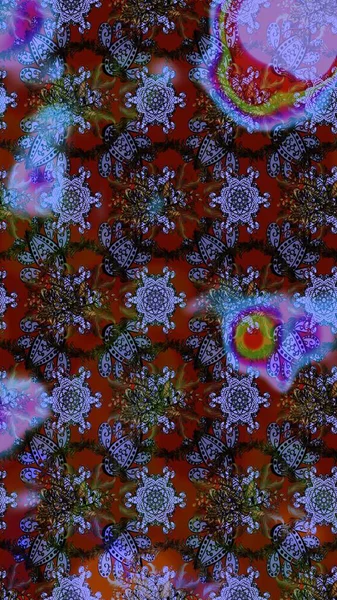 Kahverengi ve mor renkli parlak çiçekli soyut çizim deseni. Çiçeksel elementlerle süslenmiş zarif raster dokusu. Küçük çiçekte şirin bir çiçek deseni var..