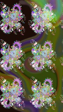 Raster illüstrasyonu. Anti-stres için soyut örnek sayfası. Yeşil ve gri renklerde.