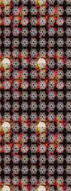 Tekrar eden çiçek arkaplanı, zarif siyah ve kahverengi çiçek duvar kağıdı. Siyah ve kahverengi renkler üzerine çiçek desenli eskiz, el yapımı papatyalar, papatyalar..