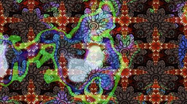 Asya tekstil tarzında. Çiçek desenli çizim. Raster illüstrasyonu. Raster illüstrasyonu. Kahverengi renkte çiçekler.