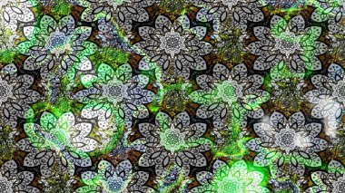 Çiçekler suluboya tarzında gri ve yeşil renklerde. Üzerinde gri ve yeşil renkler olan çiçek deseni çiz..