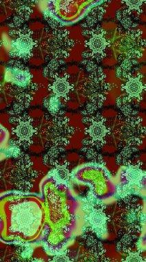 Raster suluboya çiçek deseni, narin çiçekler, yeşil çiçekler, tebrik kartı şablonu. Güzel kumaş deseni.