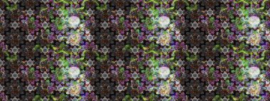 Davetiye ve kartpostal tasarımı için dekoratif çiçek unsurları. Tekstil için figür. Yapraklı çizim şekli. Şirin, zarif çiçekler Raster illüstrasyonu. Poster veya kapak için arkaplan.