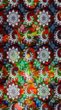 Kırmızı ve siyah renkte çiçekler. Raster illüstrasyonunda çiçek deseni çizimi.