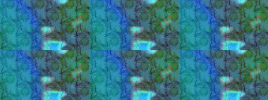 Düz Çiçek Elementleri Tasarımı. Mavi ve yeşil renkli çiçekler. Raster illüstrasyonundaki çiçek desenli çizim. Renkli Bahar Teması çizim şablonu.