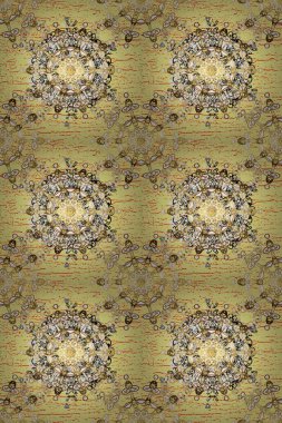 Sarı ve beyaz renkli ve altın elementli bir antika. Noel 2019, kar tanesi, yeni yıl.