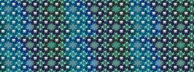 Güzel kumaş deseni. Raster illüstrasyonu. Raster illüstrasyonundaki çiçek desenli çizim. Mavi ve nötr renklerde.