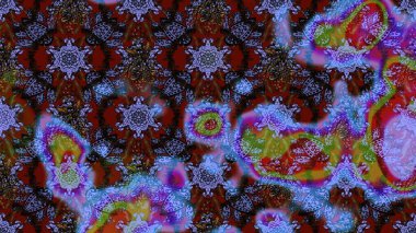 Raster güzel bir çiçek deseni çizmiş. Tatil havası. Nazik romantik baskı. Bahar mevsimi. Mor, mavi ve kahverengi renkte çiçekler.