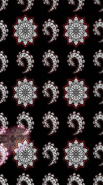 Raster illüstrasyonu. Siyah ve nötr renklerde. Raster illüstrasyonundaki çiçek desenli çizim. Güzel kumaş deseni.