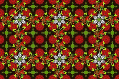 Kusursuz dekoratif arka plan, çiçek mandala. Çiçek. Raster illüstrasyonu. Kırmızı ve gri renklerde.