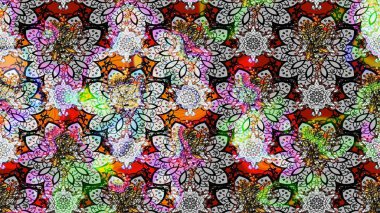 Süslü kumaş deseni. Raster deseni. Çiçekli çiçek deseni, suluboya..