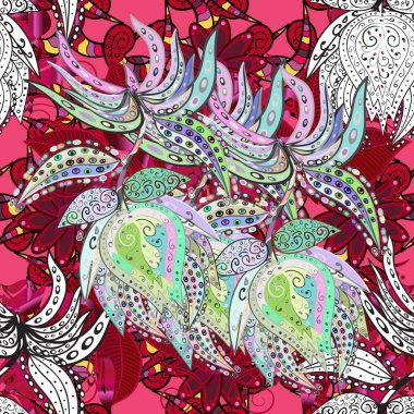 Gri ve kırmızı renkte çiçekler. Hediye ambalaj kağıdı, tebrik kartları, posterler ve pankart tasarımı. Raster düz çiçekleri pürüzsüz desen.