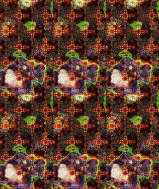 El çizimi çiçek unsurları olan soyut çizim raster deseni. 1950-1960 motifleri. Retro tekstil tasarım koleksiyonu. Çiçekli ipek eşarp. Kahverengi üstüne kahverengi.