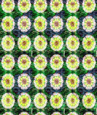 Yeşil renklerde. Güzel kumaş deseni. Raster illüstrasyonundaki çiçek desenli çizim. Raster illüstrasyonu.