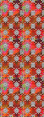 Raster. Kahverengi renkte güzel çiçekler, suluboya desenli, duvar kağıdı, kart ya da kumaş için fayanslı desenler..