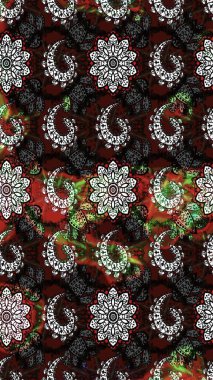 Kahverengi ve siyah renkli çiçekler. Tropik çiçekler. Gömlek çizimi Arkaplan Deseni.