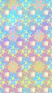 Çiçekli karalama şeklinde Raster çiçek deseni. Yumuşak, bahar çiçekli arka plan. Tarafsız ve mavi renkte çiçekler.