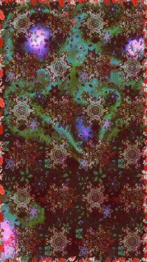 Düz Çiçek Elementleri Tasarımı. Karalama çiçeği. Raster illüstrasyonu. Renkli Bahar Temalı Kusursuz Arkaplan. Güzel kumaş deseni. Zentangle soyut çiçekleri.