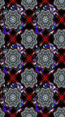 Düz Çiçek Elementleri Tasarımı. Raster Modaya uygun kumaş deseni. Siyah renkli şirin çiçek deseni. Renkli Bahar Teması çizim şablonu.