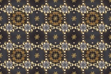 2019 Noel 'i, kar tanesi, yeni yıl. Gri, kahverengi ve bej renklerde altın elementlerle klasik, pürüzsüz desen.