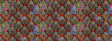 Düz Çiçek Elementleri Tasarımı. Raster illüstrasyonu. Karalama çiçeği. Zentangle soyut çiçekleri. Güzel kumaş deseni. Renkli Bahar Teması çizim şablonu.