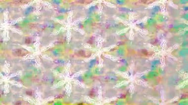 Renkli unsurlarla hareketli arka plan görüntüleri. Çiçekler. Eski model. Bayrak tarzı. Video kaydı. Şablon. Döngü. Kusursuz..