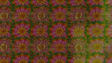 Renkli unsurlarla hareketli arka plan görüntüleri. Çiçekler. Eski model. Bayrak tarzı. Video kaydı. Şablon. Döngü. Kusursuz..