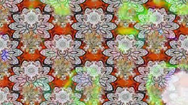 Renkli unsurlarla hareketli arka plan görüntüleri. Çiçekler. Eski model. Bayrak tarzı. Video kaydı. Şablon. Döngü. Kusursuz..