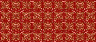 İslam tasarımı. Çiçek kiremitleri. Kusursuz desenli oryantal süs. Raster altın tekstil baskısı. Altın elementlerle kırmızı ve kahverengi renklerde altın desen.