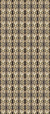 Doğum günü kartı, davetiye ya da afiş için iyidir. Kusursuz ortaçağ çiçek deseni. Dekoratif simetri arabesk. Raster illüstrasyonu. Gri, bej ve kahverengi üzerine altın.