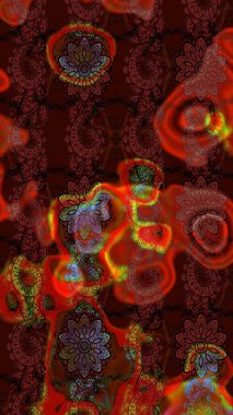 Robot resim. Raster illüstrasyonu. Küçük çiçekte sevimli çiçek deseni var..