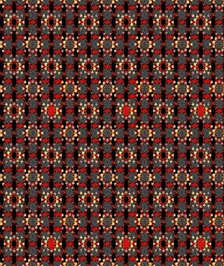 Siyah ve kırmızı renkte çiçekler. Raster Illustrasyon 'daki Çiçek Deseni' nin son moda çizimi. Renkli Yaz Temalı eskiz kalıbı. Düz Çiçek Elementleri Tasarımı.