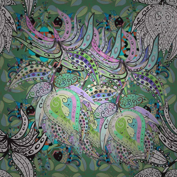 Raster deseni. Çiçekli, suluboya desenli kusursuz çiçek deseni. Süslü kumaş deseni.