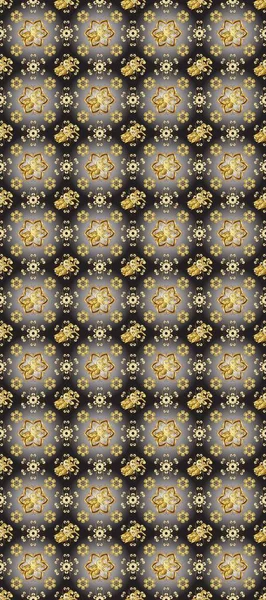 Geleneksel klasik raster altın pürüzsüz desen. Siyah ve kahverengi renklerde altın elementler. Barok tarzında kusursuz bir doğulu süsü..