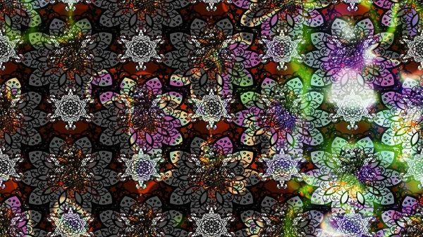 Patlayan çiçekler soyut olarak yerleştirilmiş. Gri ve siyah renklerde bahar çiçekleri. Raster deseni. Raster illüstrasyonu.