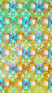 Raster Çiçek İllüstrasyonu güzel tekstil. Tarafsız renklerde etnik çiçeklerle zarif bir eskiz..