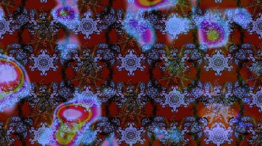 Dallı bahar çiçekleri ile desen, kahverengi ve mavi renkler ile çiçek silueti. Raster deseni.