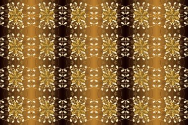 Hassas altın deseni açın. Güzel renklerde ve altın elementlerle kusursuz desen. Parlak dantel, stilize çiçekler, şal desenli. Kusursuz altın desenli bukleler. Doğu tarzı arabesk. Raster illüstrasyonu